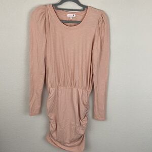 Sundry by Anthropologie Pale Pink Long Sleeve Ruched Dress